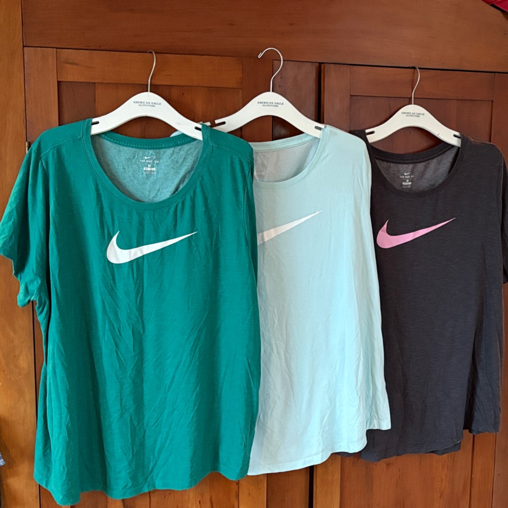 Nike Teal, Light Blue, and Black T-Shirt Trio